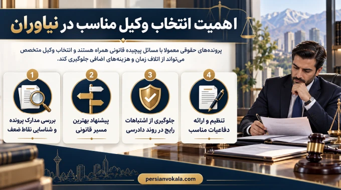 اهمیت انتخاب وکیل مناسب در نیاوران