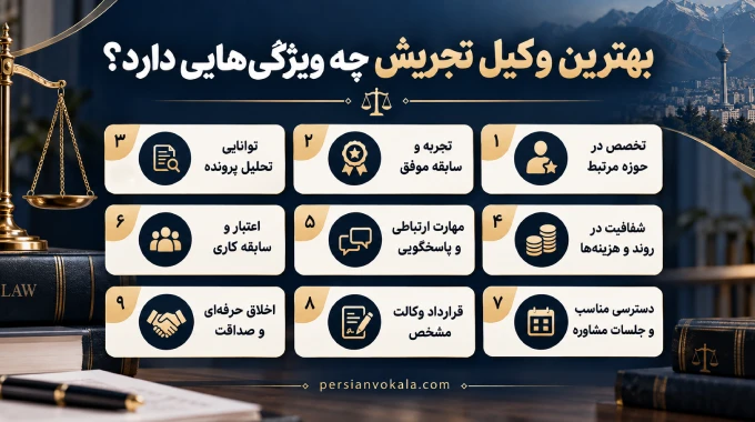 بهترین وکیل تجریش چه ویژگی‌هایی دارد؟