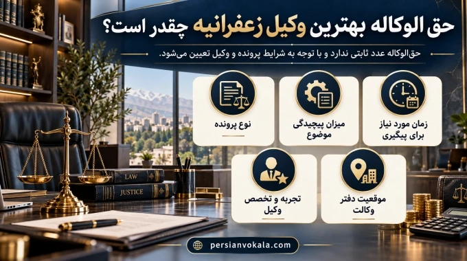 حق الوکاله بهترین وکیل زعفرانیه چقدر است؟