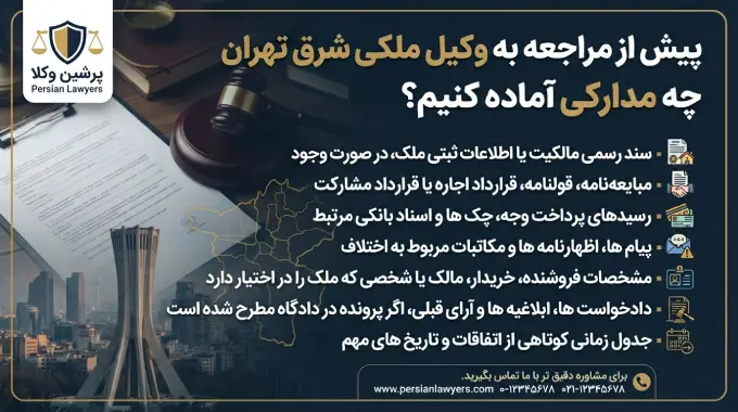 مدارک مورد نیاز وکیل ملکی شرق تهران