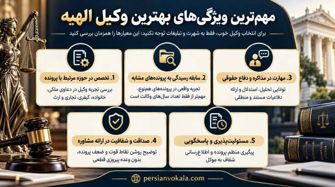 مهم‌ترین ویژگی‌های بهترین وکیل الهیه